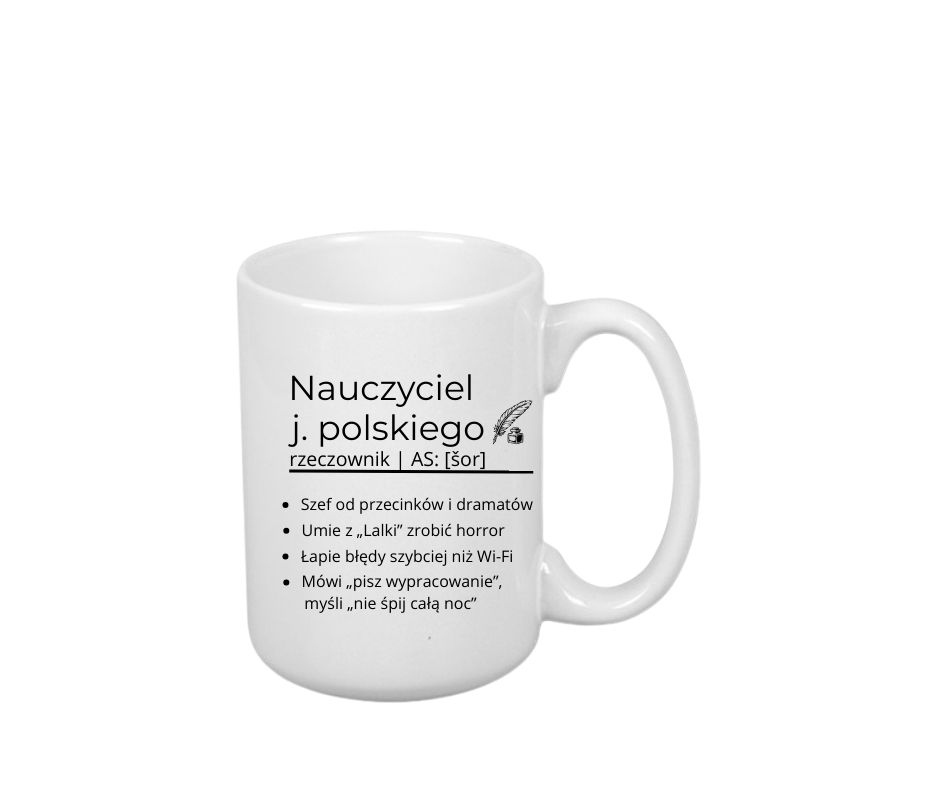 Kubek 440ml *ELEGANT* Kubek dla Nauczyciela J. Polskiego - obrazek 2