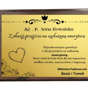 CERTYFIKAT / RYNGRAF / DYPLOM Na Odejście na Emeryturę