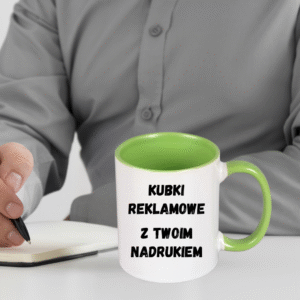 KUBEK REKLAMOWY CLASSIC Z KOLOROWYM UCHEM I WNĘTRZEM – 12sztuk