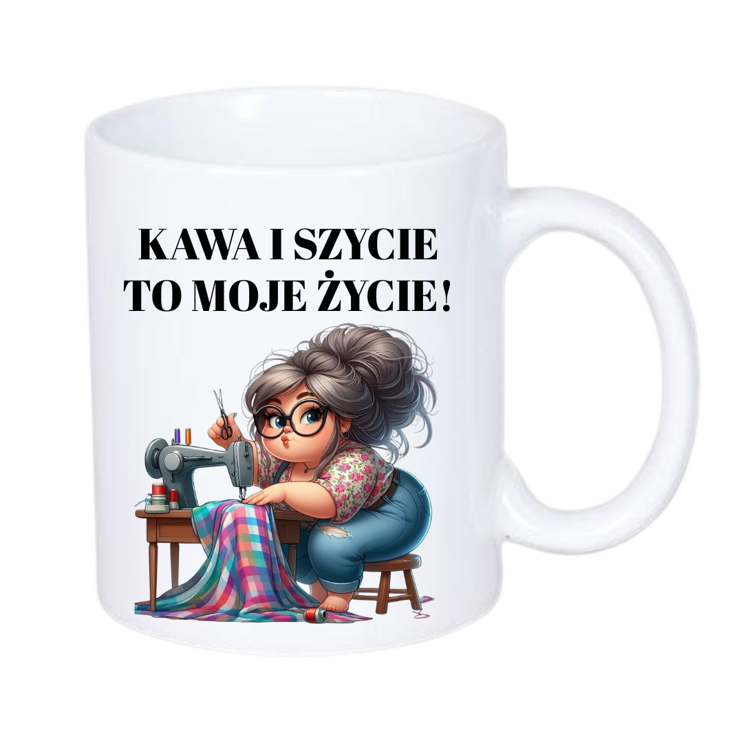 KUBEK 330ml DLA KRAWCOWWEJ "KAWA I SZYCIE..." - obrazek 2