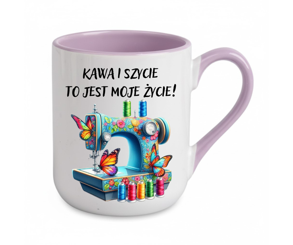 KUBEK ELEGANT COFFE 330ml DLA KRAWCOWEJ "KAWA I SZYCIE..." - obrazek 4