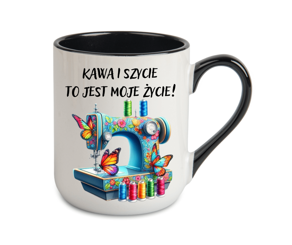 KUBEK ELEGANT COFFE 330ml DLA KRAWCOWEJ "KAWA I SZYCIE..." - obrazek 5