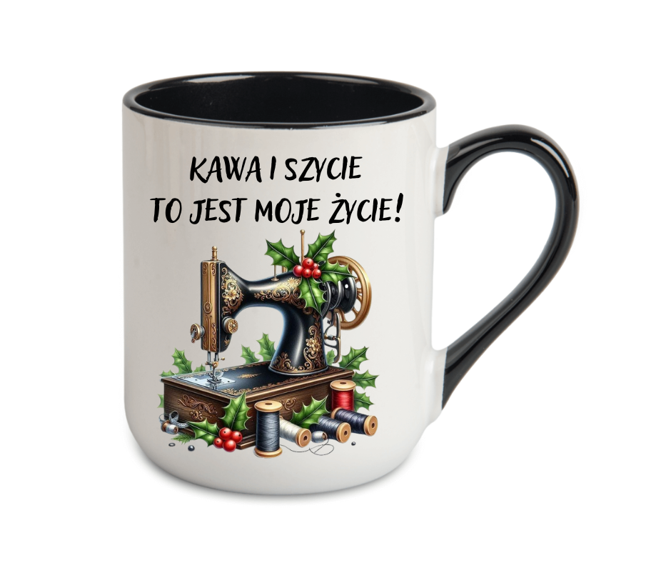 KUBEK ELEGANT COFFE 330ml DLA KRAWCOWEJ "KAWA I SZYCIE..." - obrazek 4