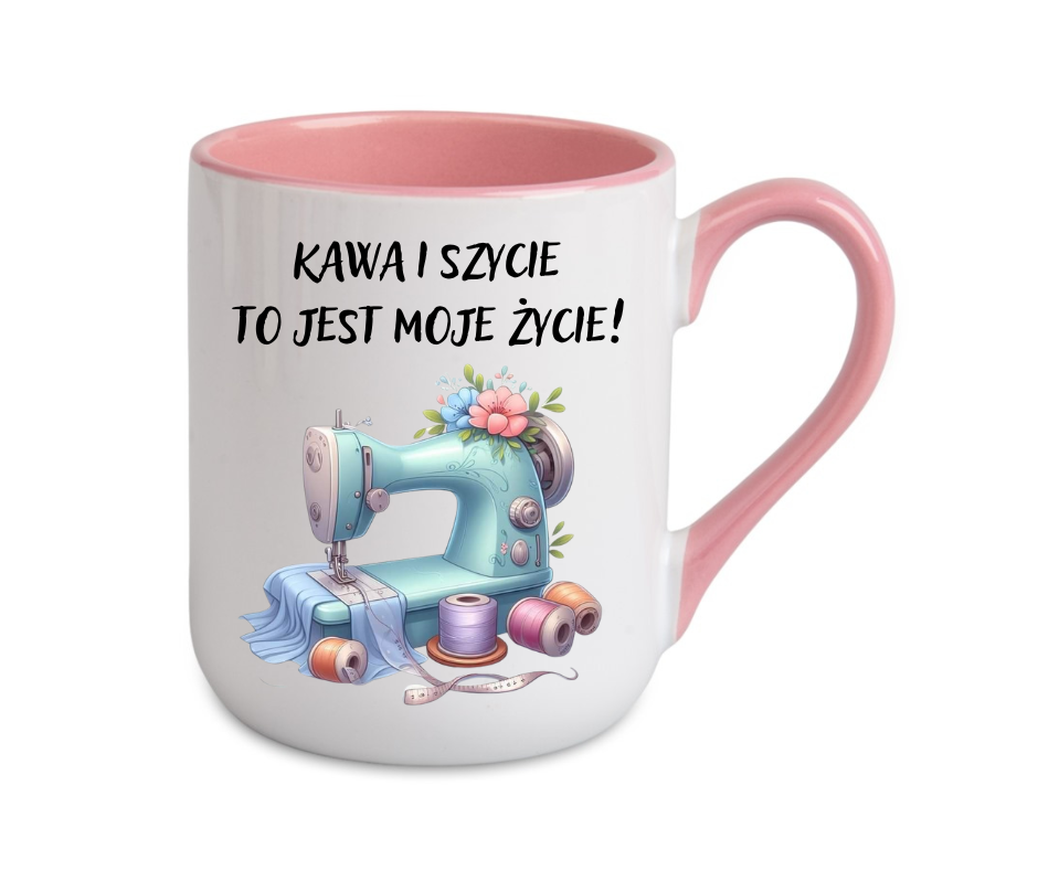 KUBEK ELEGANT COFFE 330ml DLA KRAWCOWEJ "KAWA I SZYCIE..." - obrazek 2