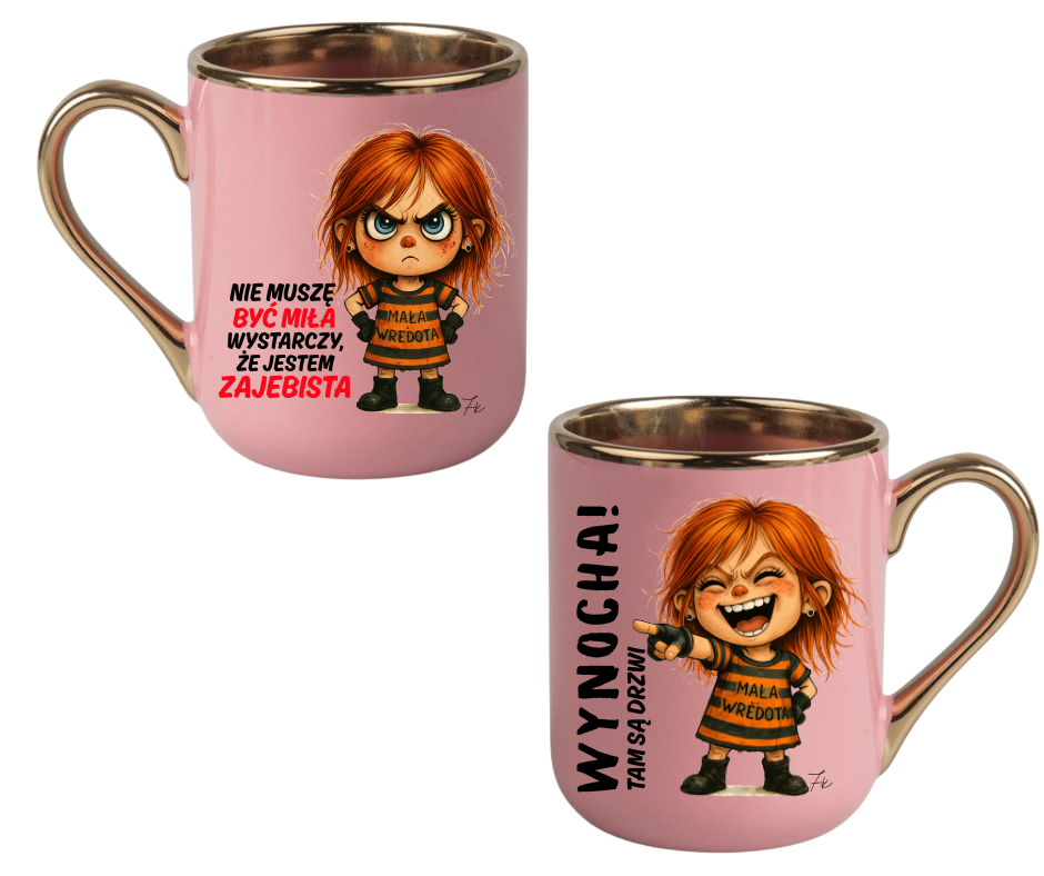 KUBEK COFFE / ELEGANT 330ml DUO Kolekcja - "Mała Wredota" - obrazek 3