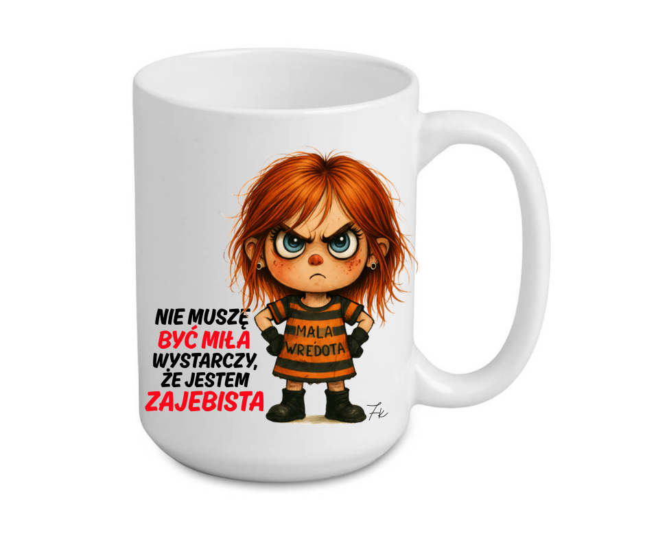 KUBEK MEGA ELEGANT 440ml Kolekcja - "Mała Wredota" - obrazek 4