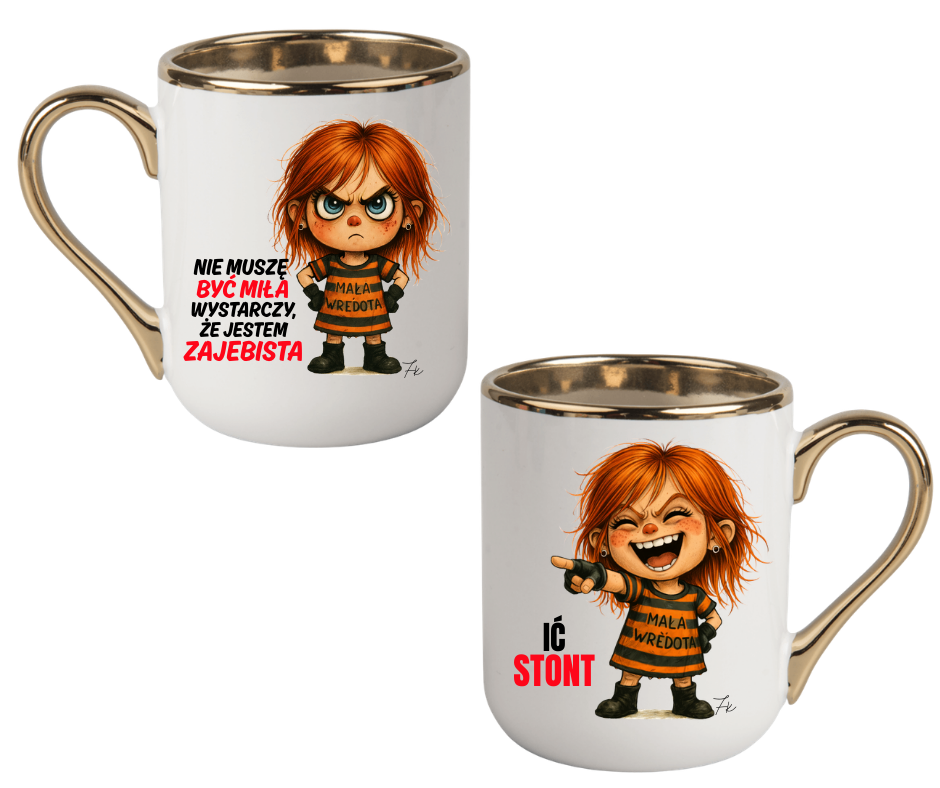 KUBEK COFFE / ELEGANT 330ml DUO Kolekcja - "Mała Wredota" - obrazek 4