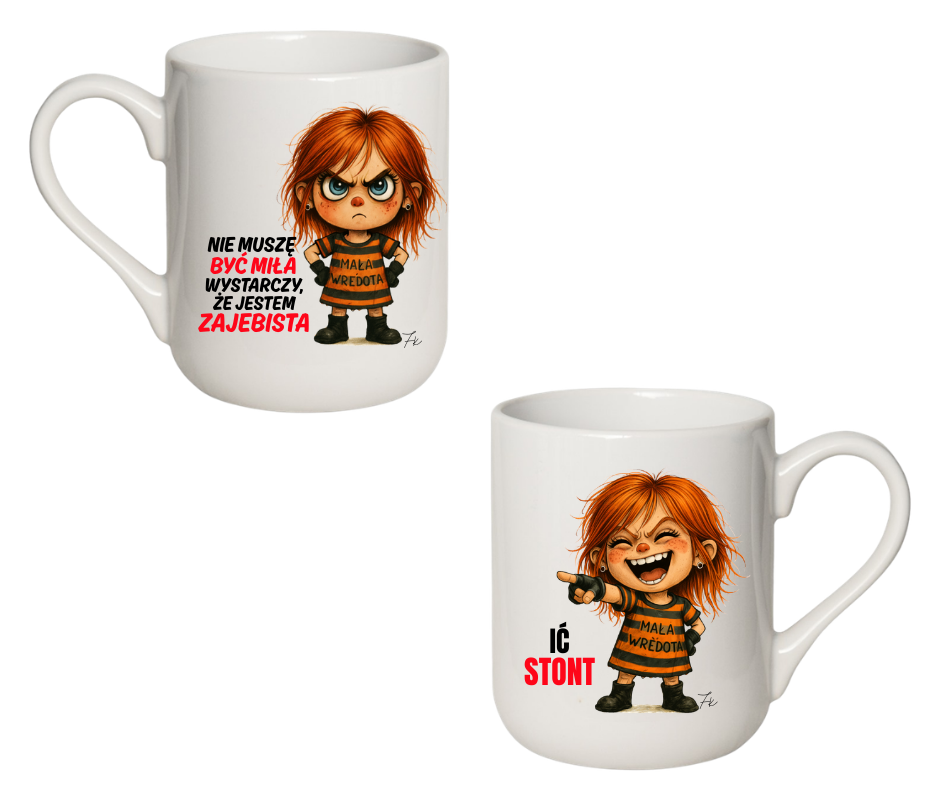 KUBEK COFFE / ELEGANT 330ml DUO Kolekcja - "Mała Wredota" - obrazek 5
