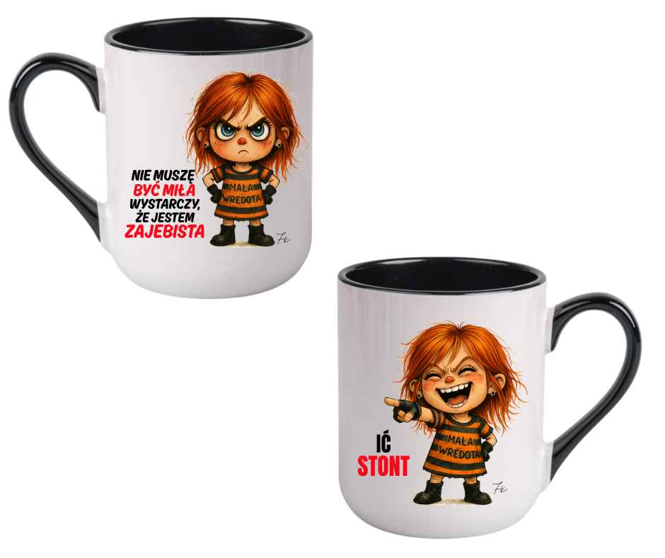 KUBEK COFFE / ELEGANT 330ml DUO Kolekcja - "Mała Wredota" - obrazek 7