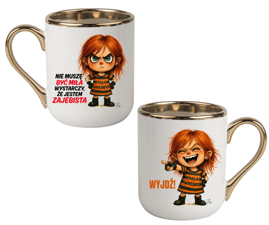 KUBEK COFFE / ELEGANT 330ml DUO Kolekcja - "Mała Wredota" - obrazek 3