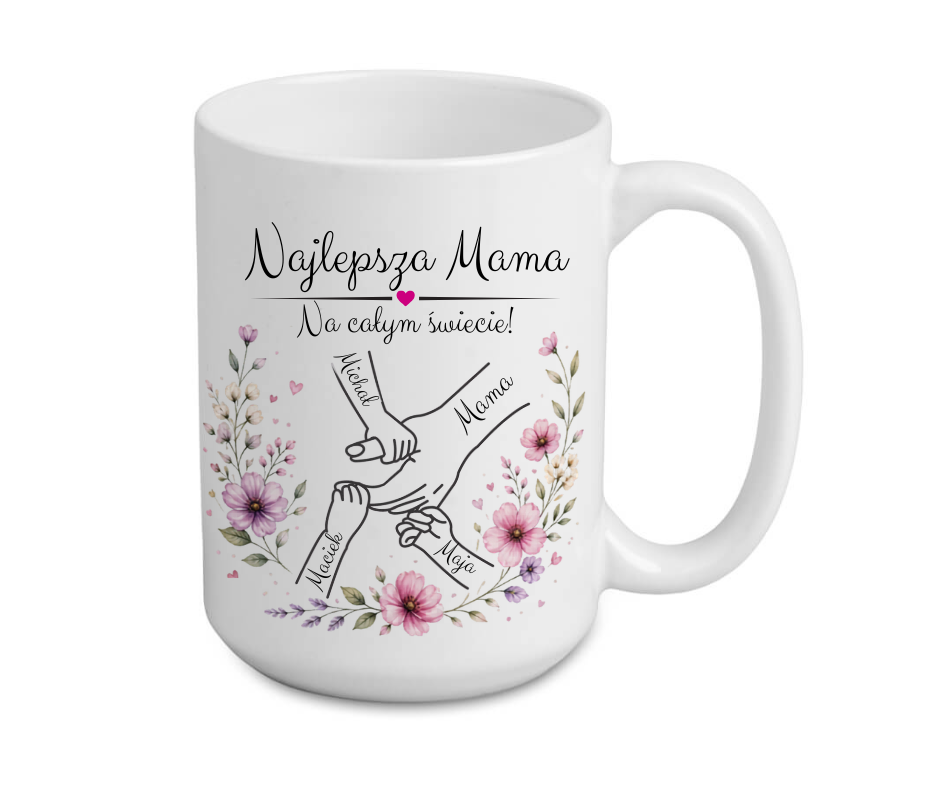 KUBEK MEGA ELEGANT 440ml na DZIEŃ MATKI 3dzieci - obrazek 2