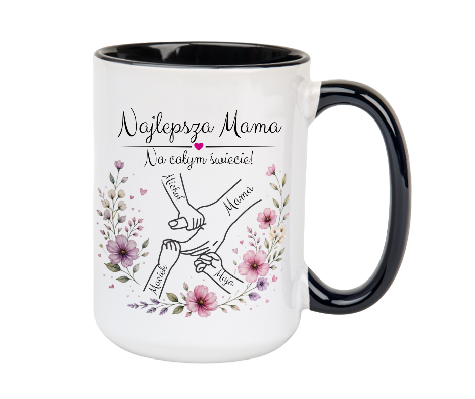 KUBEK MEGA ELEGANT 440ml na DZIEŃ MATKI 3dzieci - obrazek 3