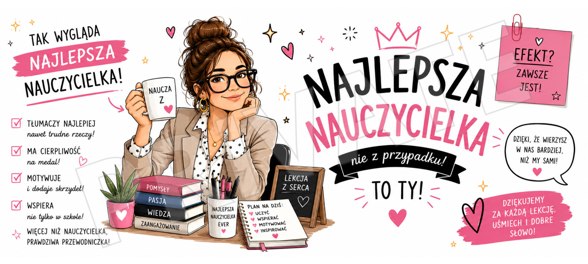 KUBEK MEGA 440ml NAJLEPSZA NAUCZYCIELKA NA ZAKOŃCZENIE ROKU PREZENT - obrazek 4