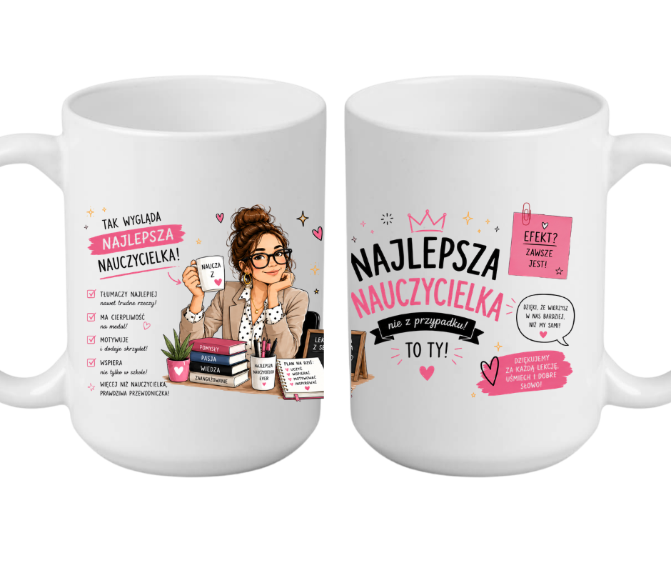 KUBEK MEGA 440ml NAJLEPSZA NAUCZYCIELKA NA ZAKOŃCZENIE ROKU PREZENT - obrazek 2
