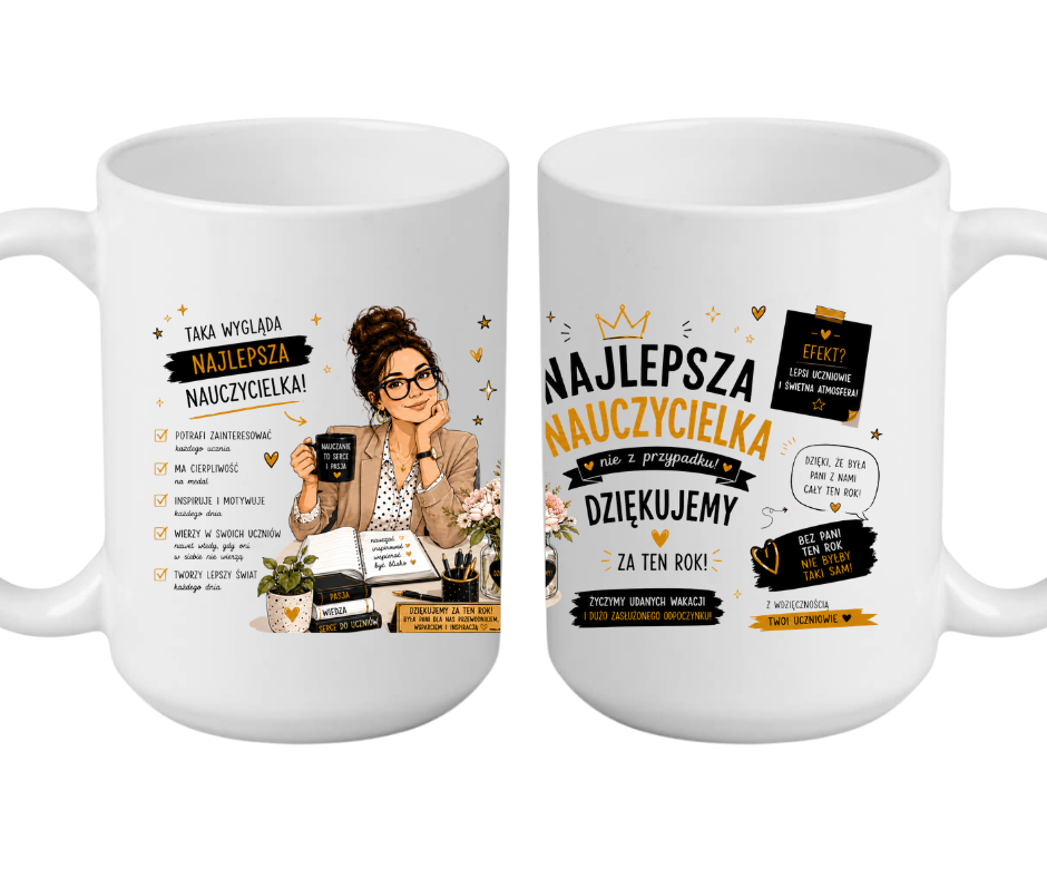 KUBEK MEGA 440ml NAJLEPSZA NAUCZYCIELKA NA ZAKOŃCZENIE ROKU PREZENT - obrazek 3