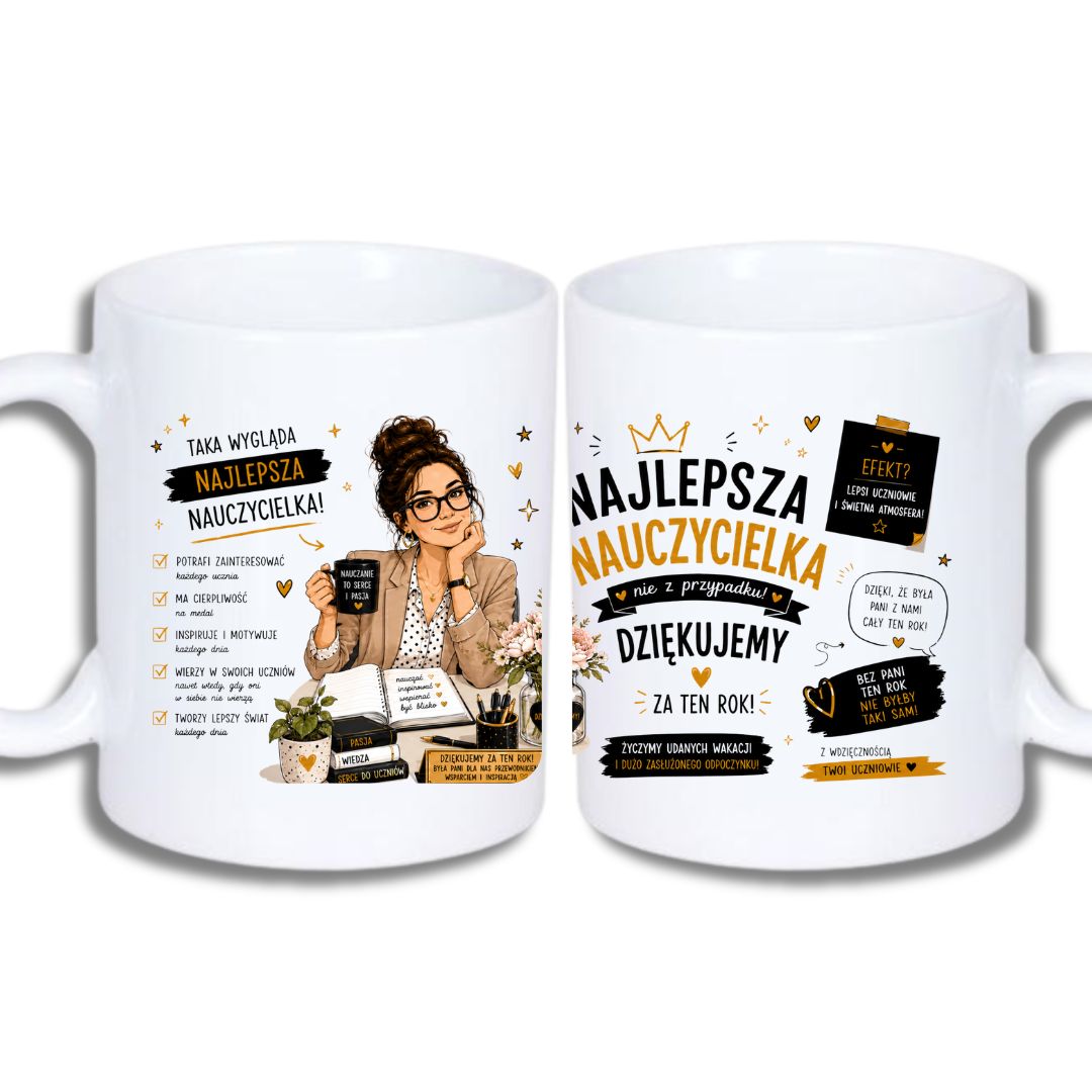 KUBEK Klasyczny 330ml NAJLEPSZA NAUCZYCIELKA - obrazek 3