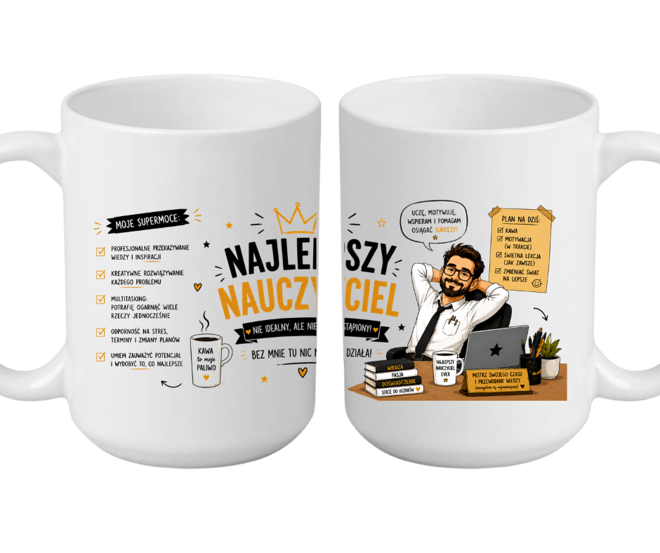KUBEK MEGA 440ml NAJLEPSZY NAUCZYCIEL NA ZAKOŃCZENIE ROKU PREZENT - obrazek 3
