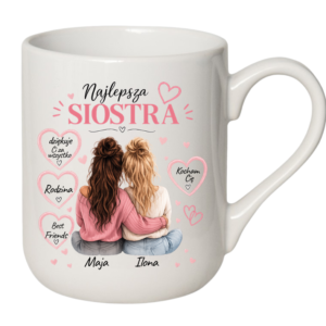 KUBEK COFFE / ELEGANT 330ml „Najlepsza Siostra” – personalizowany prezent
