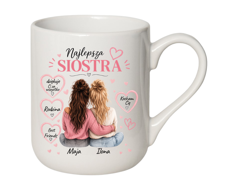 KUBEK COFFE / ELEGANT 330ml „Najlepsza Siostra” – personalizowany prezent - obrazek 2