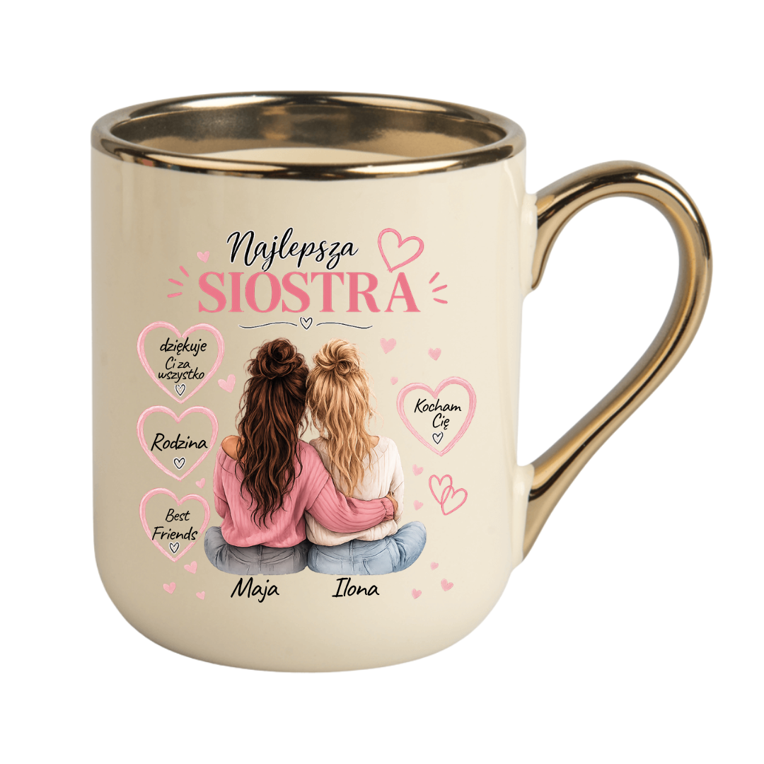 KUBEK COFFE / ELEGANT 330ml „Najlepsza Siostra” – personalizowany prezent - obrazek 4