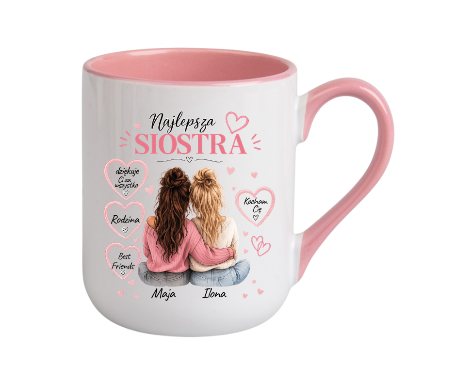 KUBEK COFFE / ELEGANT 330ml „Najlepsza Siostra” – personalizowany prezent - obrazek 3