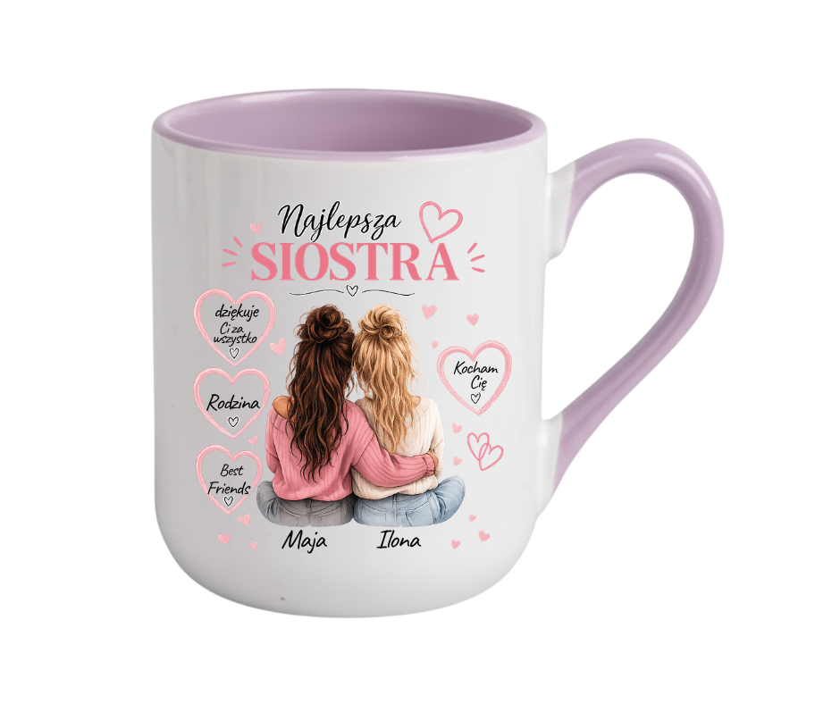 KUBEK COFFE / ELEGANT 330ml „Najlepsza Siostra” – personalizowany prezent