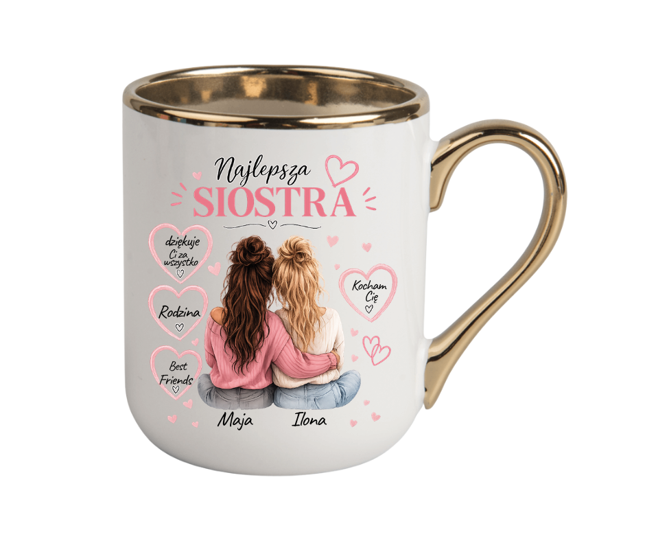 KUBEK COFFE / ELEGANT 330ml „Najlepsza Siostra” – personalizowany prezent - obrazek 5