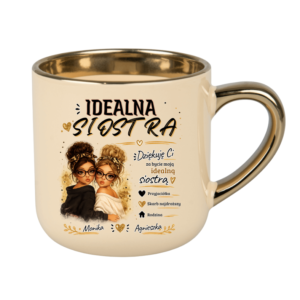 KUBEK MEGA ELEGANT 400ml „Idealna Siostra” – personalizowany prezent