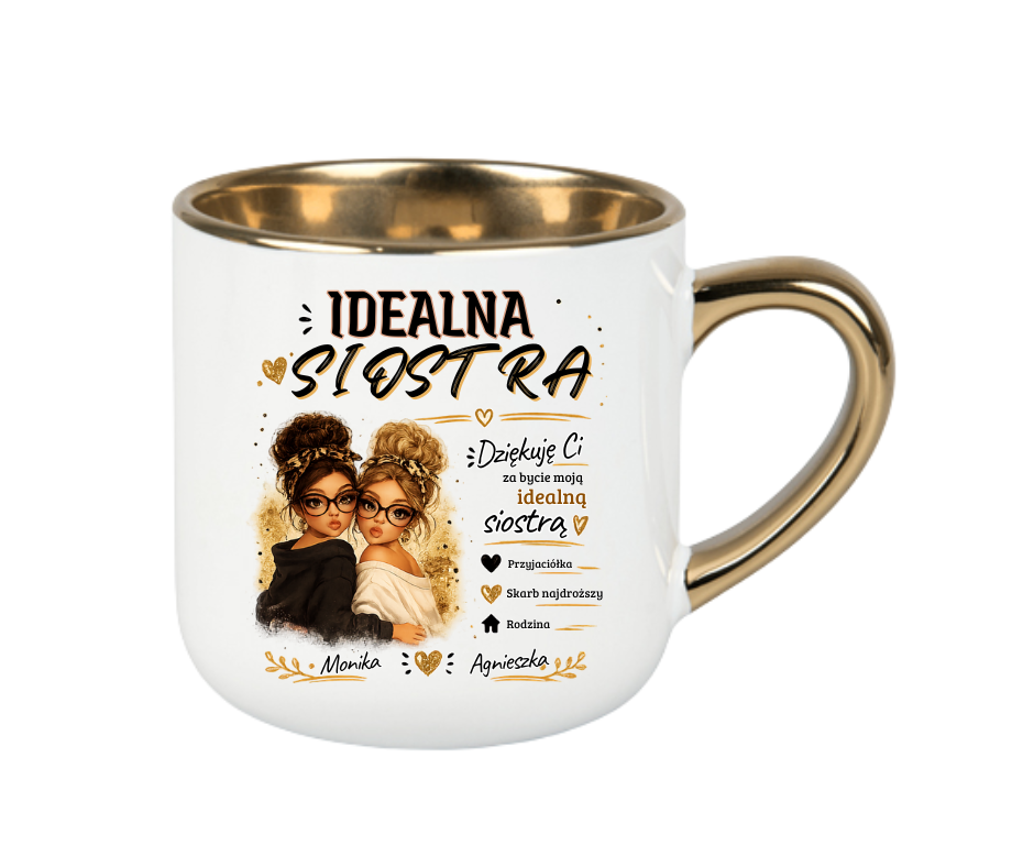KUBEK MEGA ELEGANT 400ml „Idealna Siostra” – personalizowany prezent - obrazek 2