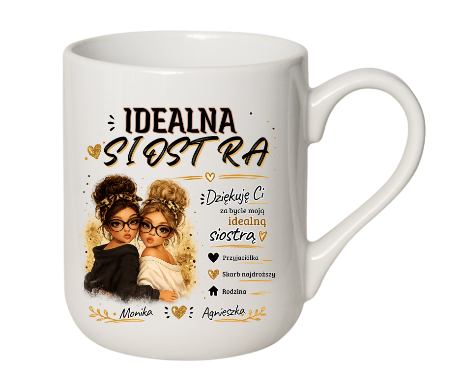 KUBEK COFFE / ELEGANT 330ml „Idealna Siostra” – personalizowany prezent - obrazek 2