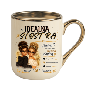 KUBEK COFFE / ELEGANT 330ml „Idealna Siostra” – personalizowany prezent