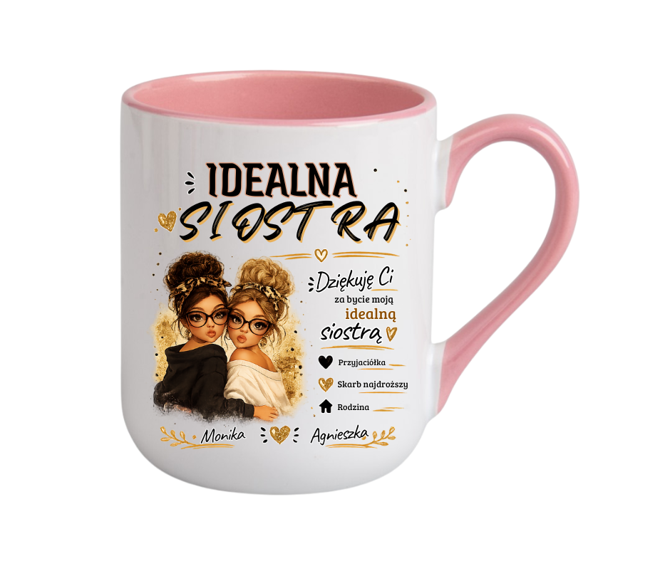 KUBEK COFFE / ELEGANT 330ml „Idealna Siostra” – personalizowany prezent - obrazek 6