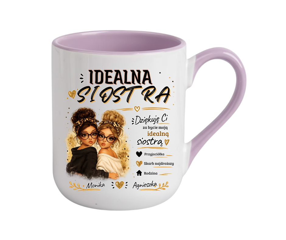 KUBEK COFFE / ELEGANT 330ml „Idealna Siostra” – personalizowany prezent - obrazek 5