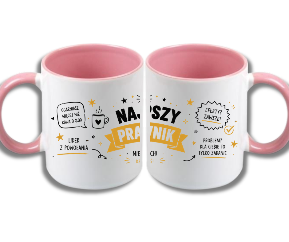 KUBEK Klasyczny 330ml NAJLEPSZY PRACOWNIK PREZENT PERSONALIZACJA - obrazek 2