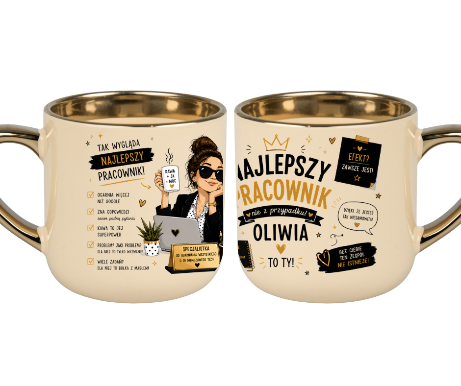 KUBEK MEGA ELEGANT 400ml NAJLEPSZY PRACOWNIK +IMIĘ OGÓLNY PREZENT PERSONALIZACJA - obrazek 2