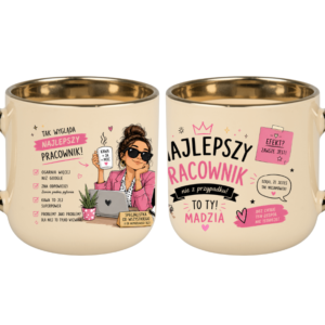 KUBEK MEGA ELEGANT 400ml NAJLEPSZY PRACOWNIK +IMIĘ OGÓLNY PREZENT PERSONALIZACJA