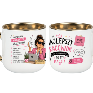 KUBEK MEGA ELEGANT 400ml NAJLEPSZY PRACOWNIK +IMIĘ OGÓLNY PREZENT PERSONALIZACJA