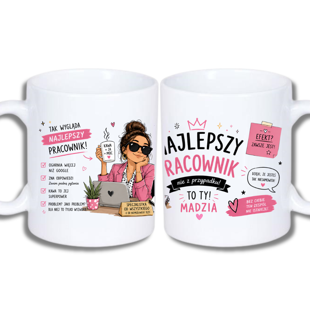 KUBEK Klasyczny 330ml NAJLEPSZY PRACOWNIK PREZENT PERSONALIZACJA - obrazek 4