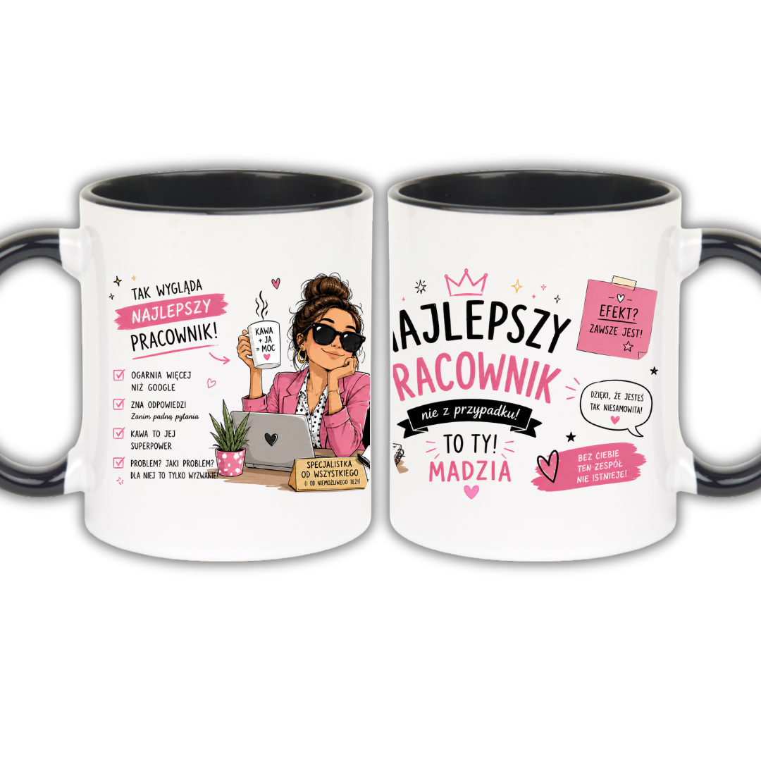 KUBEK Klasyczny 330ml NAJLEPSZY PRACOWNIK PREZENT PERSONALIZACJA - obrazek 2