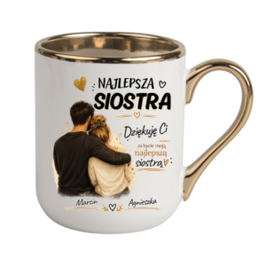KUBEK COFFE / ELEGANT 330ml „Najlepsza Siostra” – personalizowany prezent