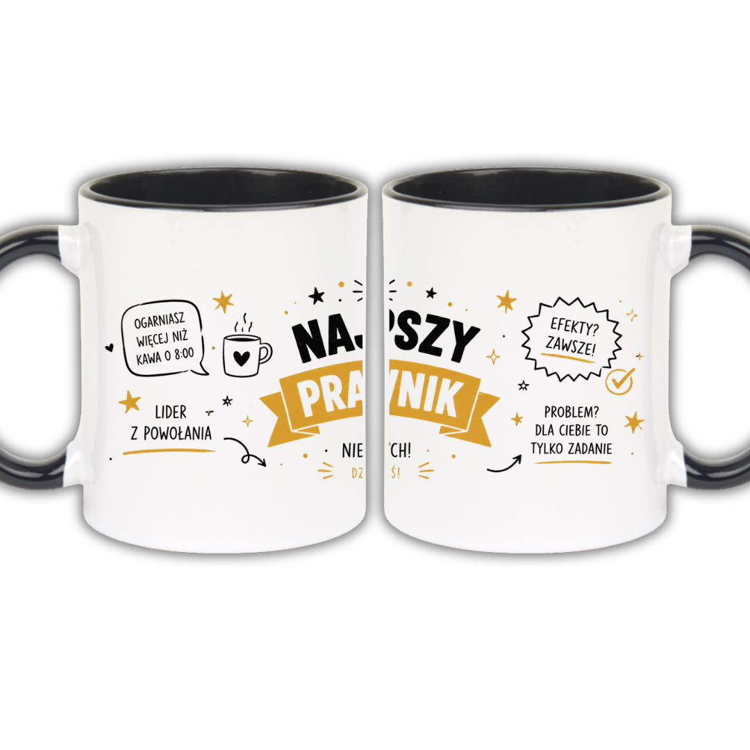 KUBEK Klasyczny 330ml NAJLEPSZY PRACOWNIK PREZENT PERSONALIZACJA - obrazek 3