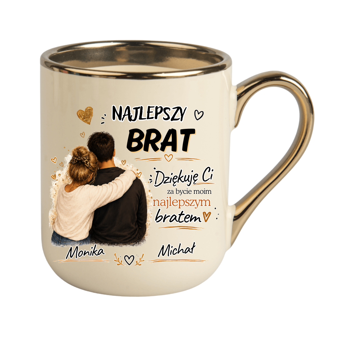 KUBEK COFFE / ELEGANT 330ml „Najlepszy Brat” – personalizowany prezent - obrazek 6