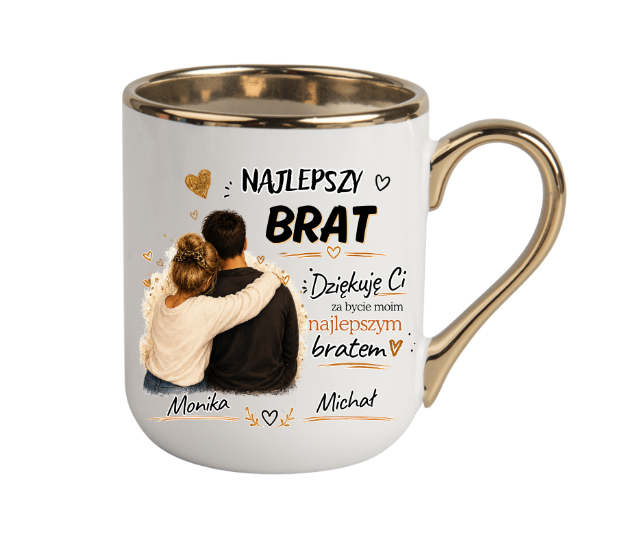 KUBEK COFFE / ELEGANT 330ml „Najlepszy Brat” – personalizowany prezent - obrazek 2