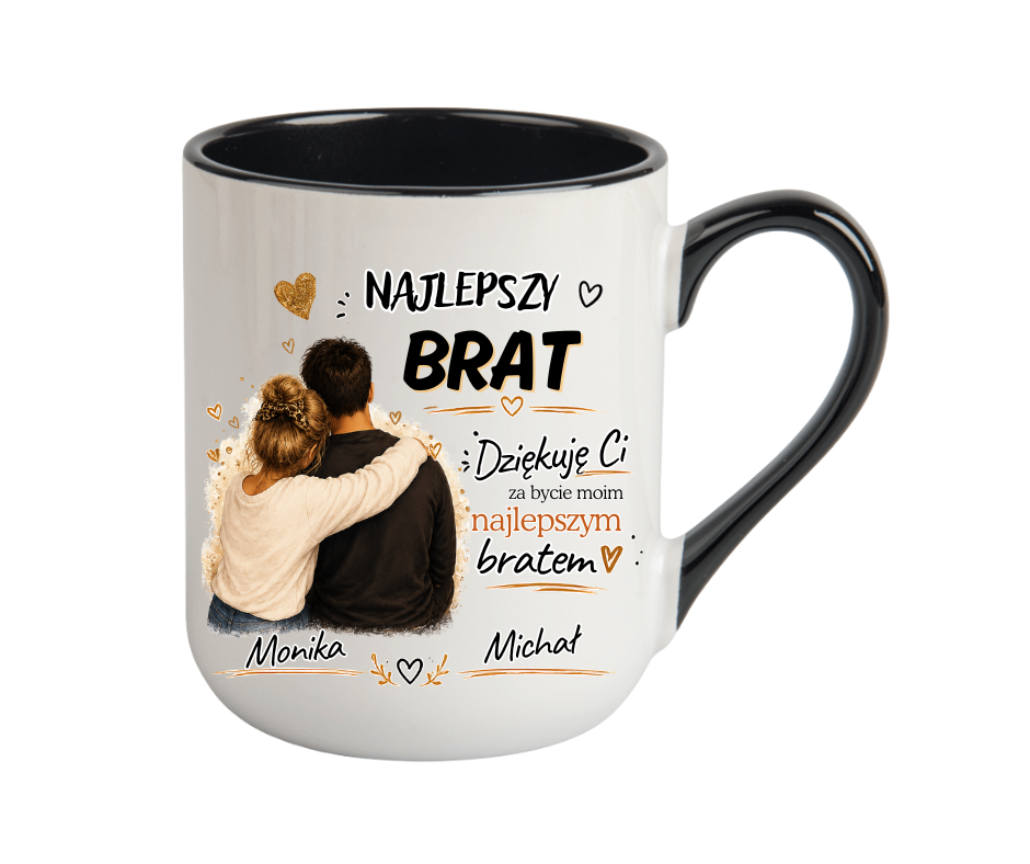 KUBEK COFFE / ELEGANT 330ml „Najlepszy Brat” – personalizowany prezent - obrazek 3