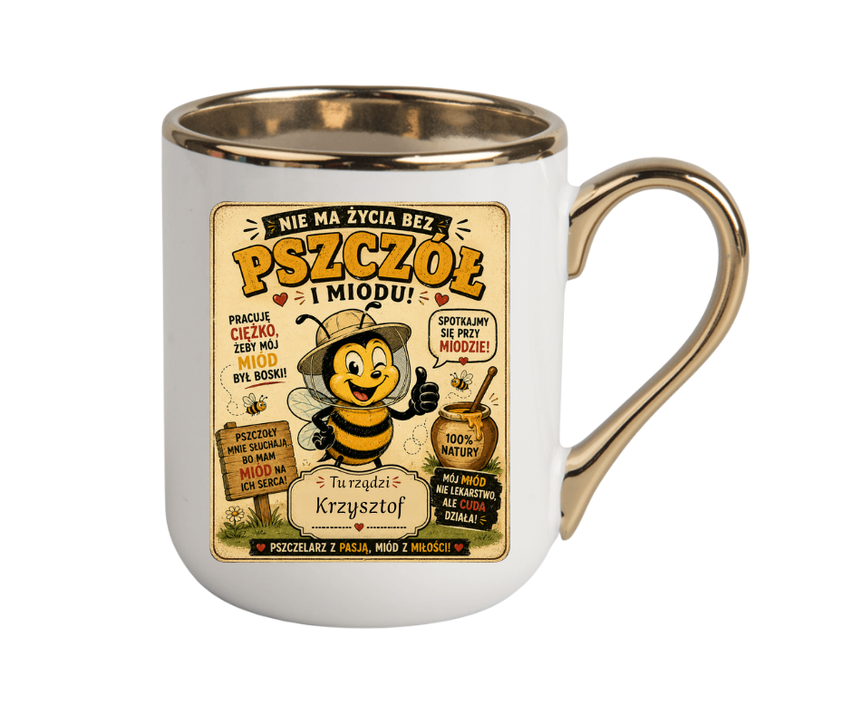 KUBEK COFFE / ELEGANT 330ml DLA PSZCZELARZA + imię Personalizacja - obrazek 4